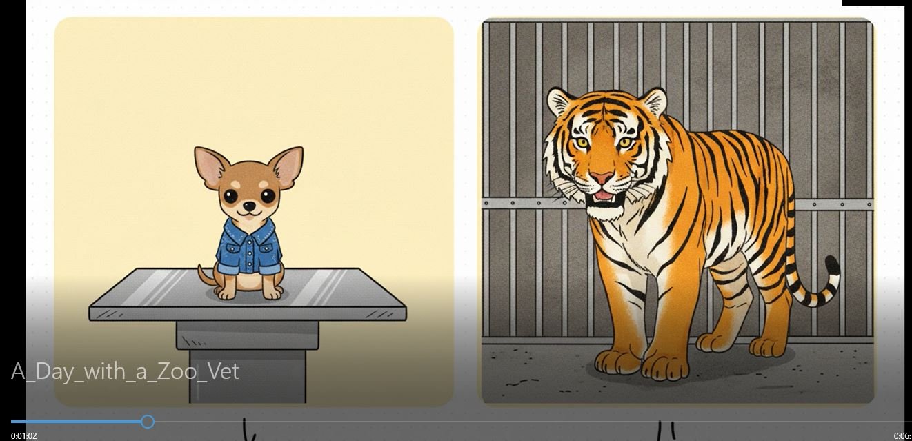 JJ and a tiger compared as veterinary patients