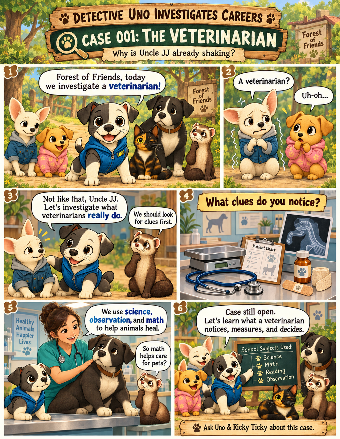 Detective Uno Investigates Careers comic preview for Case 001: The Veterinarian